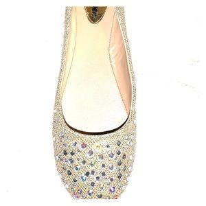 Gold sequin ballet flats